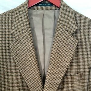 Vintage Ralph Lauren Canadian Lambs Wool Brown Plaid Jacket 44L